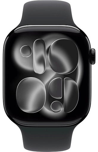 Apple Watch Series 11 42 мм, черный глянец, ремешок черного цвета, размер S/M